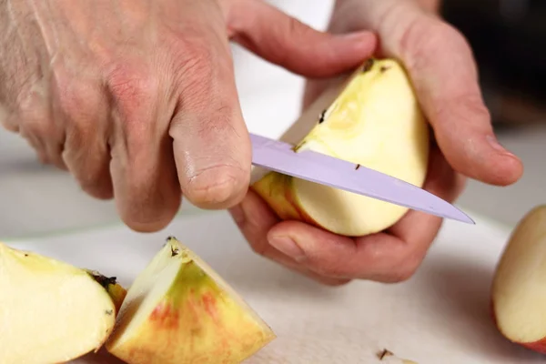Retirer Les Noyaux Pommes Tatin Tarte Aux Pommes Avec Série — Photo