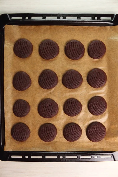 Freshly Baked Cookies Making Chocolate Cookies — Stock Photo, Image