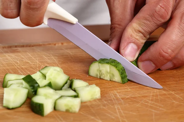 Dicing Cucumber Close — Stock Photo, Image