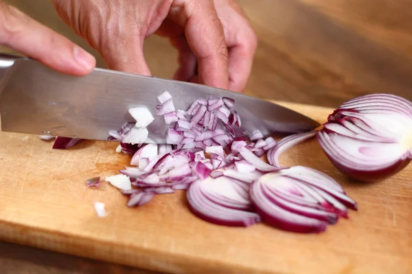 Aan Het Snijden Series Tortilla Maken Met Kip Paprika — Stockfoto