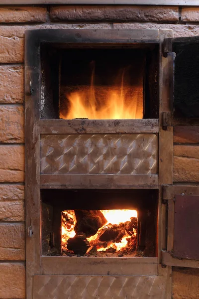Open Fire Oven Close — Stock Photo, Image