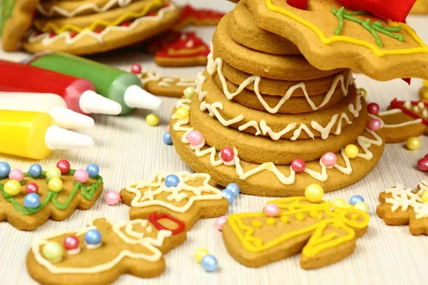 Decorare Biscotti Pan Zenzero Natale — Foto Stock