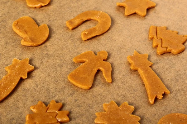 Galletas Jengibre Crudas Listas Para Hornear Hacer Galletas Jengibre Navidad — Foto de Stock