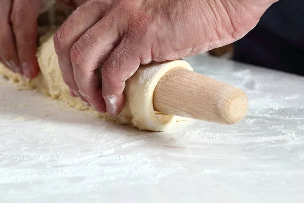Bad Attempt Folding Dough Rolling Pin Making Treacle Pie Series — 스톡 사진