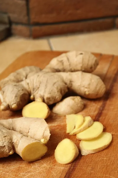 Ginger root raw close up