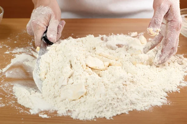 Knead Dough Making Puff Pastry — Stock Photo, Image