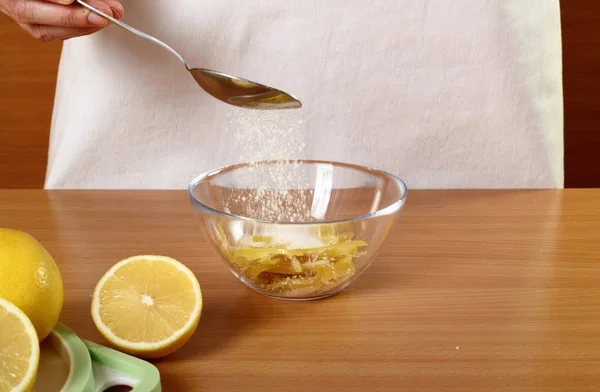 Консервована Лимонна Цедра Приготування Їжі Серії — стокове фото