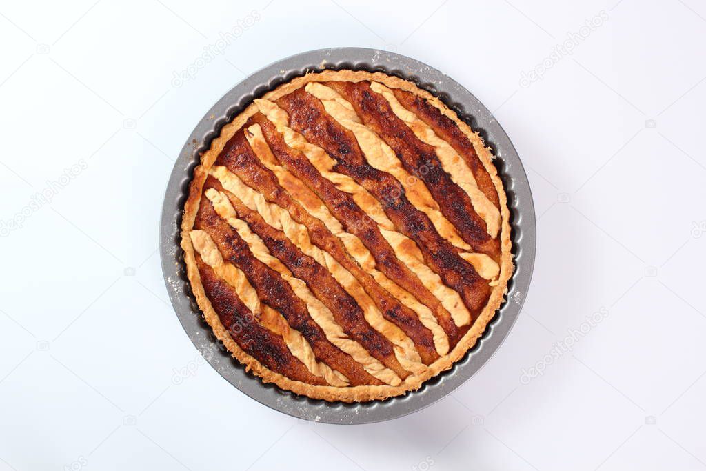 Freshly baked pie. Making Shoofly Tart Series.