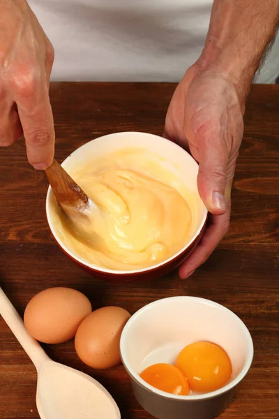 Mayonnaise Zubereiten Serie Nahaufnahme — Stockfoto