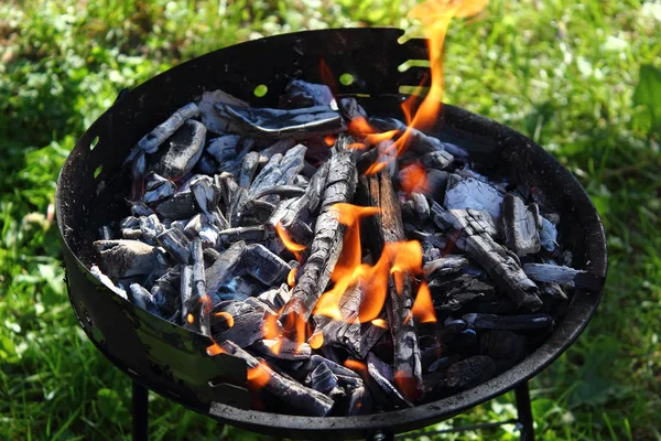Fuego Carbón Parrilla Barbacoa —  Fotos de Stock