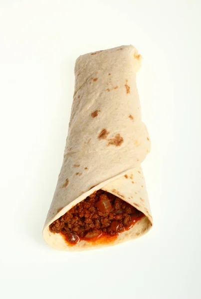 Tortilha Carne Com Molho Pimenta Enchilada — Fotografia de Stock