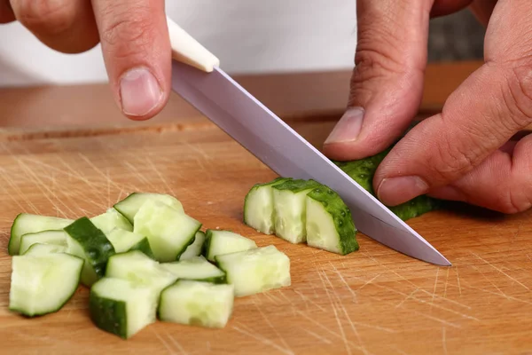 Dicing Cucumber Close — Stock Photo, Image