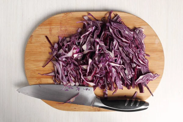 Shredding Red Cabbage Close — Stock Photo, Image