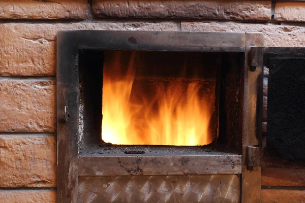 Offenes Feuer Ofen Aus Nächster Nähe — Stockfoto