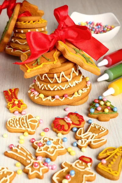 Christmas Gingerbread Bell Cookies — Stock Photo, Image