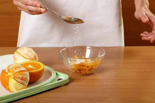 Консервована Апельсинова Цедра Приготування Їжі Серії — стокове фото