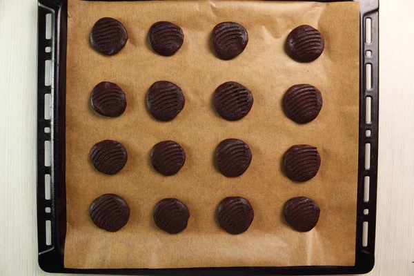 Raw Cookies Baking Making Chocolate Cookies — 스톡 사진