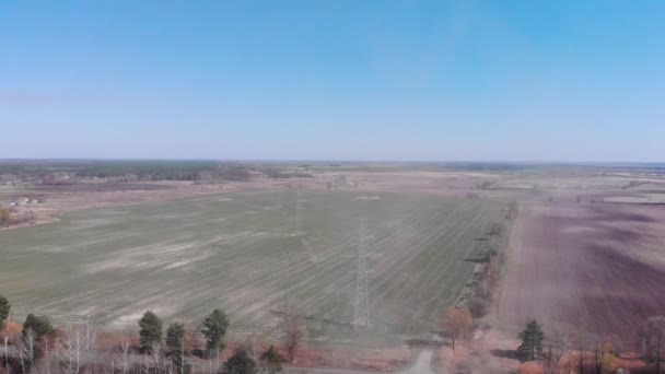 Campo fluido desde la vista de los pájaros. Campos agrícolas ucranianos, vista aérea. Concepto agrícola — Vídeo de stock