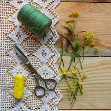 Sarı kır çiçekleriyle dolu eski moda bir bahar..