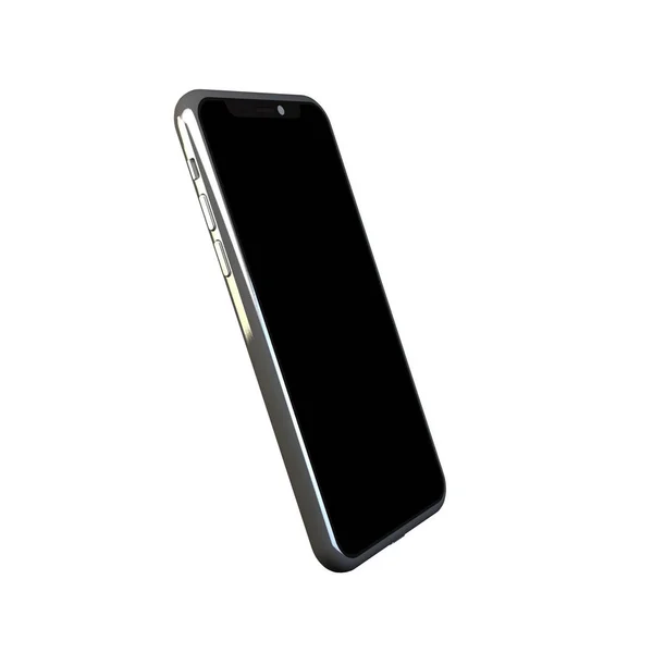 3D说明现实的智能手机模型 带空白显示隔离模板的手机帧 不同角度的电话视图 — 图库照片