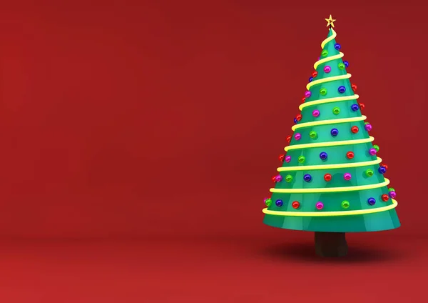 Illustrazione Albero Natale Con Pupazzo Neve Regalo Presente Isolato Sfondo — Foto Stock