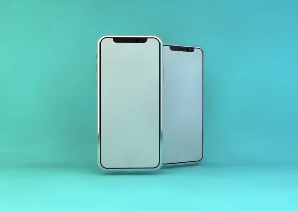 3D Rendering Phone Mock Up Isolated Pastel Background