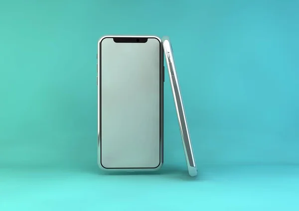 3D Rendering Phone Mock Up Isolated Pastel Background