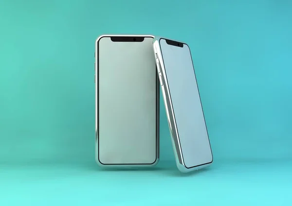 3D Rendering Phone Mock Up Isolated Pastel Background