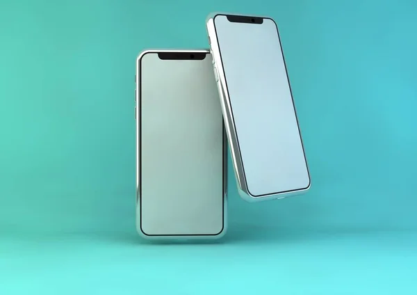 3D Rendering Phone Mock Up Isolated Pastel Background