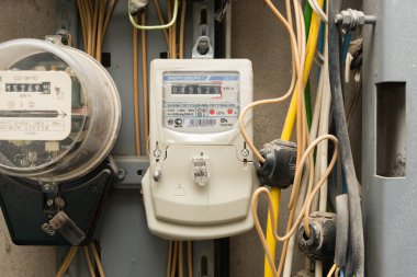 Volgograd, Rusya - 10 Ekim 2016: Elektronik elektrik metre elektrik şirketi 