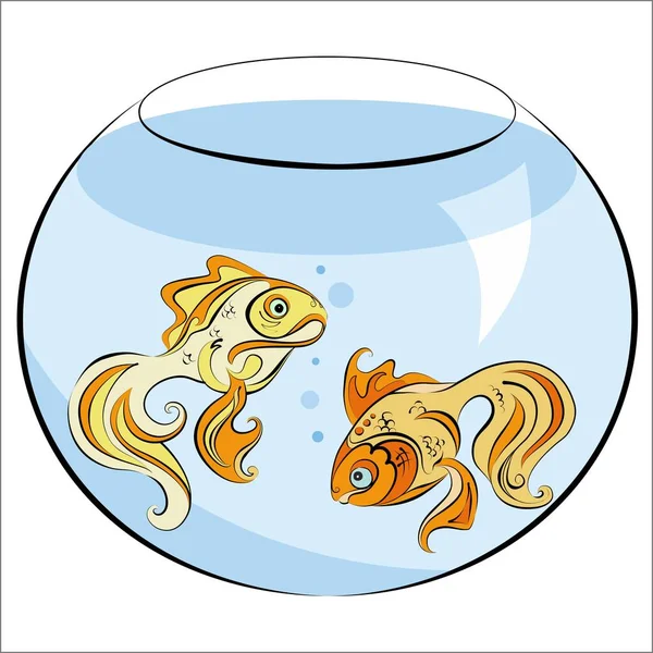 Ilustração de dois peixes dourados estilizados no aquário — Fotografia de Stock
