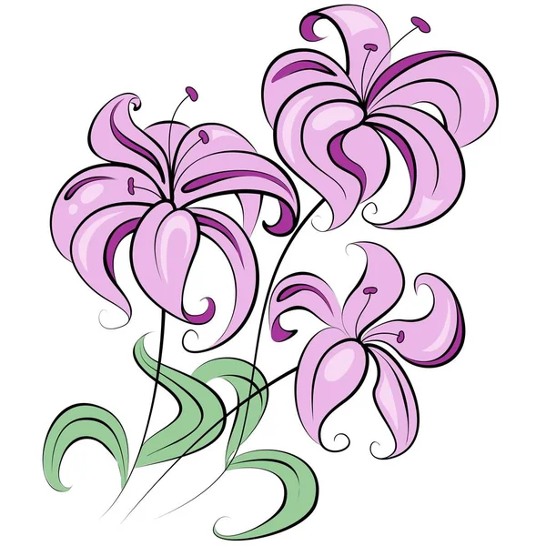 Εικονογράφηση - στυλιζαρισμένο μπουκέτο λουλούδια παρόμοια με κρίνο — Διανυσματικό Αρχείο