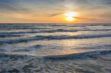gün batımı Deniz Manzaralı, Karadeniz, Anapa, Rusya Federasyonu