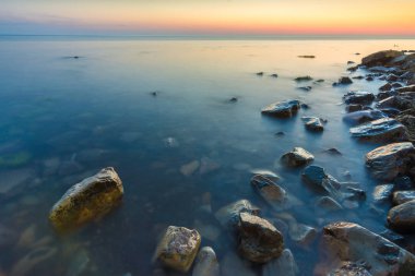 Deniz manzarası sonra günbatımı, Karadeniz, Anapa, Rusya Federasyonu