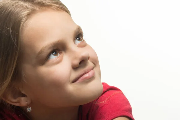 Retrato Cerca Una Chica Que Levantó Vista — Foto de Stock