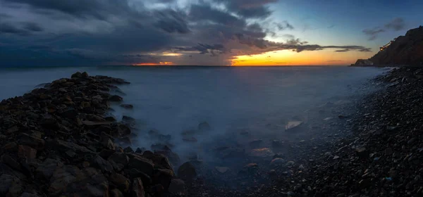 Panorama Trois Cadres Une Vue Générale Côte Rocheuse Mer Noire — Photo