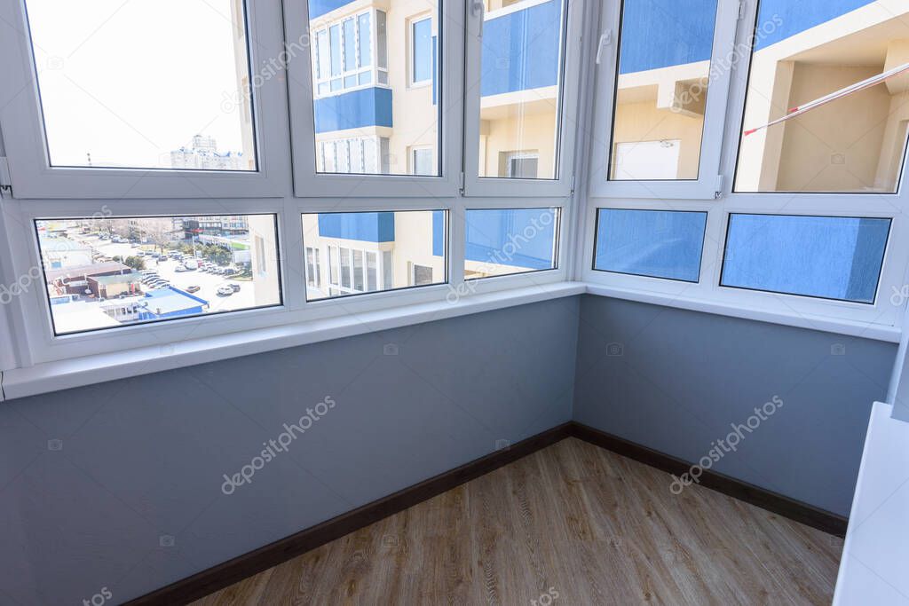 Large glazed plastic Windows, renovated an empty balcony
