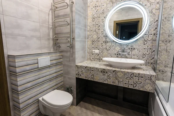 Intérieur Une Salle Bain Moderne Combinée Avec — Photo