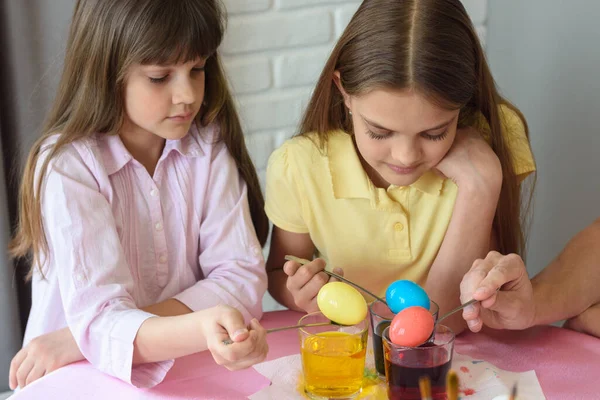 Children Stain Eggs Special Dye Glasses — Stock Photo, Image