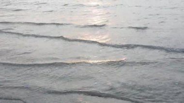 Gün batımında dalgalar kıyıya vuruyor.