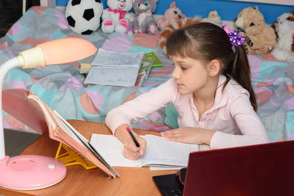 Mädchen Hause Beim Hausaufgabenmachen — Stockfoto
