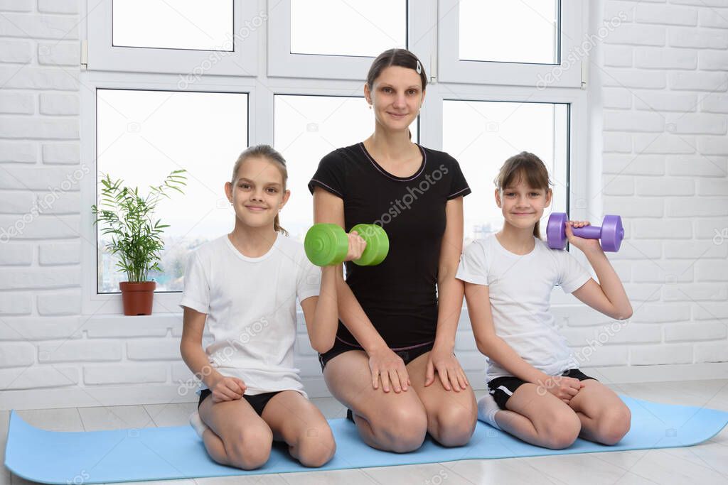 Family home with dumbbells