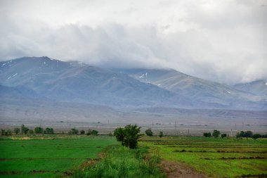 Tyan Shan Dağı manzaralı Issikkul Gölü
