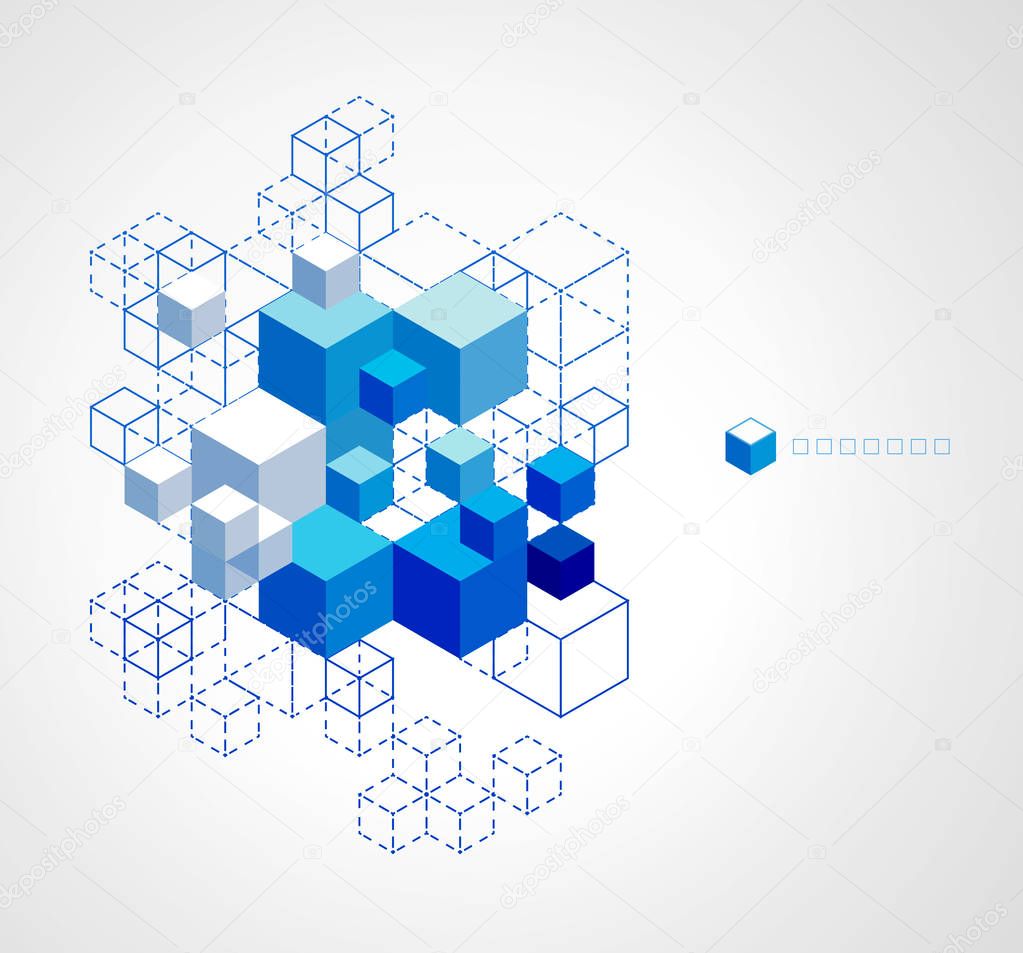 Abstract blue cubes background.