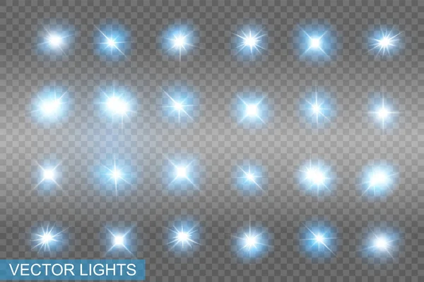 Set Vector Neon Light Effects Blue Glowing Light Explodes Bright — Stock Vector