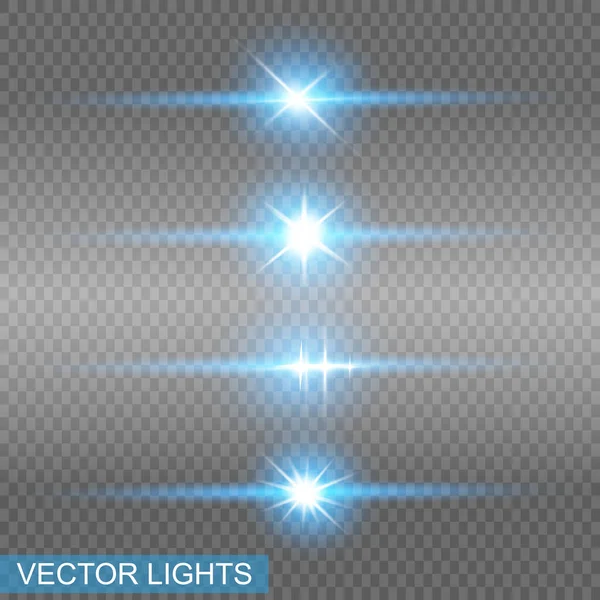 Blue Glowing Light Explodes Bright Star Special Line Flare Light — Stock Vector