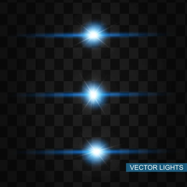 Blue Glowing Light Explodes Bright Star Special Line Flare Light — Stock Vector