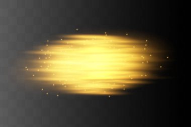 Sarı yatay mercek fişekleri paketi. Lazer ışınları, yatay ışık ışınları. Güzel ışık parlamaları..