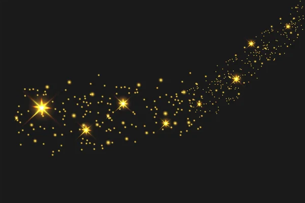 Partículas Polvo Mágicas Chispeantes Las Chispas Polvo Las Estrellas Doradas — Vector de stock