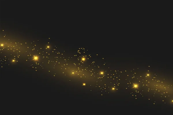 Partículas Polvo Mágicas Chispeantes Las Chispas Polvo Las Estrellas Doradas — Vector de stock